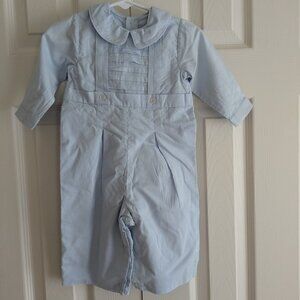 Strasburg Children Beautiful Long Sleeve Light Blue Romper Size 6 Month